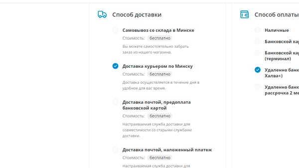 выбирайте вариант доставки