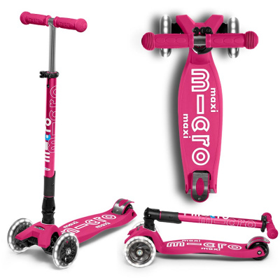 Самокат Maxi Micro Deluxe LED Складной Ягодный