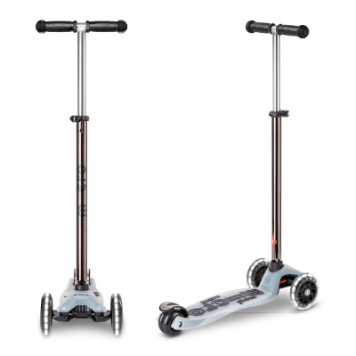 Самокат Maxi Micro Deluxe Flux LED Черный неохром