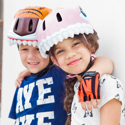 Шлем CrazySafety Оранжевый тигр и Розовая акула