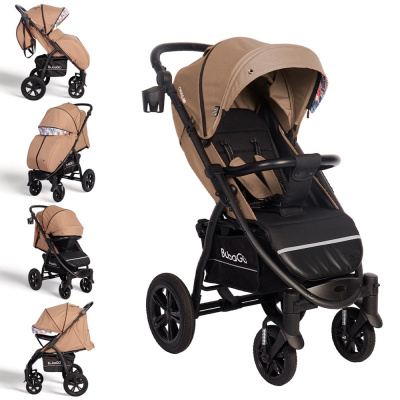 Коляска прогулочная BubaGo Cross Air бежево-серая