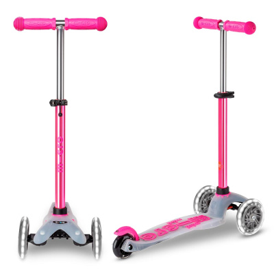 Самокат детский Mini Micro Deluxe LED Flux Розовый неохром